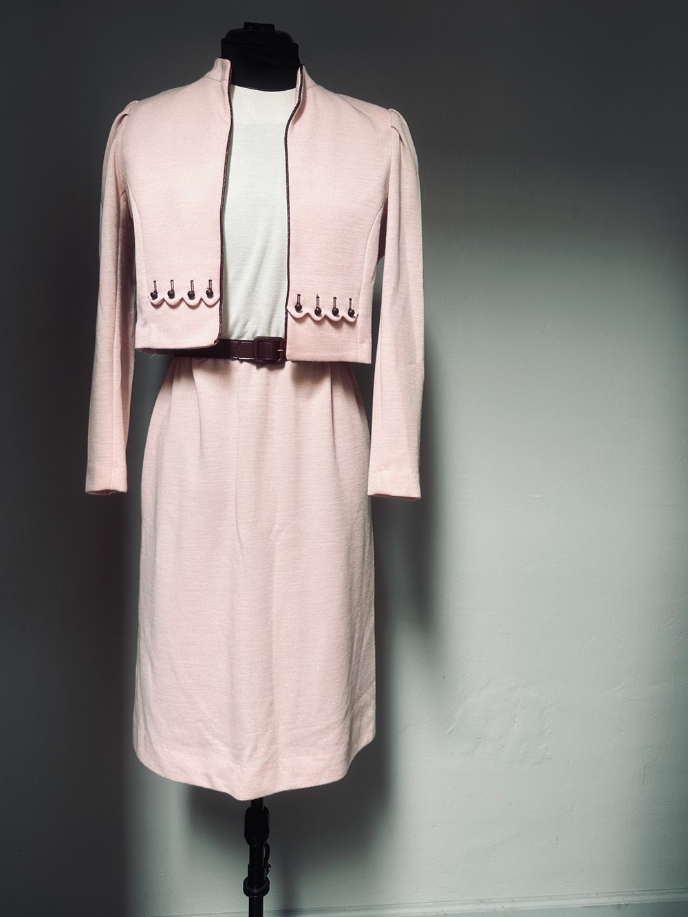 Vintage Western Style Light Pink Two-Piece Dress Set
